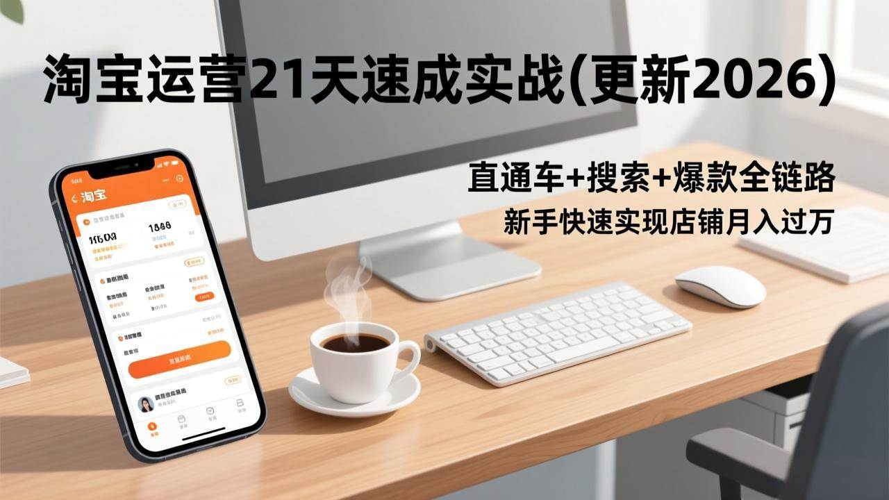 （17201期）淘宝运营21天速成实战(更新2026)，直通车+搜索+爆款全链路，新手快速实现店铺月入过万-优优云网创