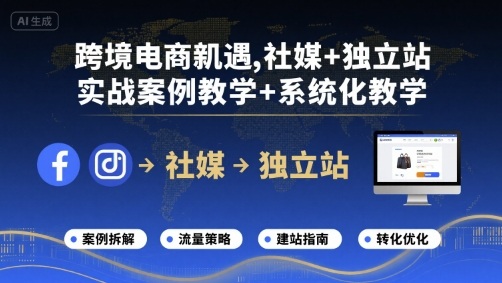 跨境电商新机遇,社媒+独立站,实战案例教学+系统化教学-优优云网创