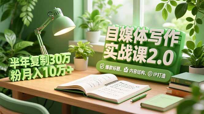 （16734期）自媒体写作实战课2.0，爆款标题、内容结构、IP打造，半年复制30万粉月入10万+-优优云网创