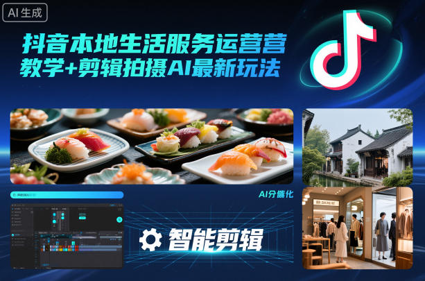 抖音本地生活服务运营教学+剪辑拍摄AI最新玩法-优优云网创