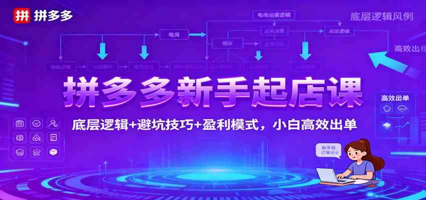 拼多多新手起店课：底层逻辑+避坑技巧+盈利模式，小白高效出单-优优云网创