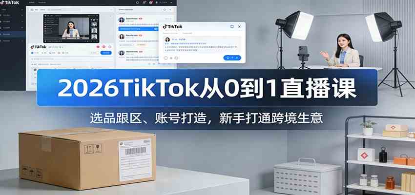 2026TikTok从0到1直播课:选品跟区、账号打造,新手打通跨境生意-优优云网创