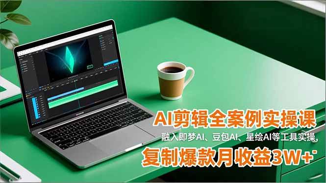 （16770期）AI剪辑全案例实操课，融入即梦AI、豆包AI、星绘AI等工具实操，复制爆款月收益3W+-优优云网创