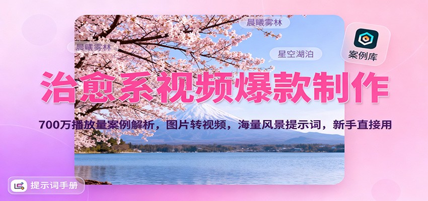 治愈系视频爆款制作，700万播放量案例解析，图片转视频，海量风景提示词，新手直接用-优优云网创