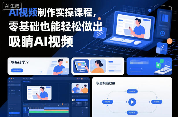 AI视频制作实操课程，零基础也能轻松做出吸睛AI视频-优优云网创