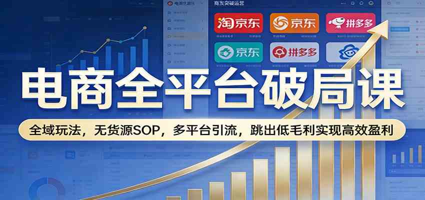 电商全平台破局课：全域玩法，无货源SOP，多平台引流，跳出低毛利实现高效盈利-优优云网创
