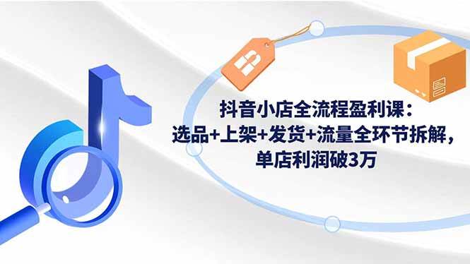 （16593期）抖音小店全流程盈利课：选品+上架+发货+流量全环节拆解，单店利润破3万-优优云网创