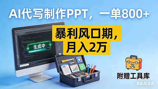 （16967期）AI代写制作PPT，一单800+， 暴利风口期，月入2万【附工具】-优优云网创