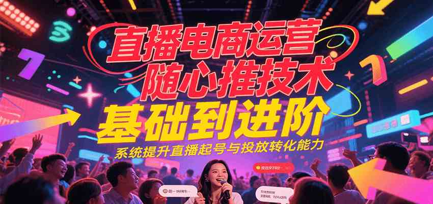 直播电商运营随心推投放技术基础到进阶,系统提升直播起号与投放转化能力-优优云网创