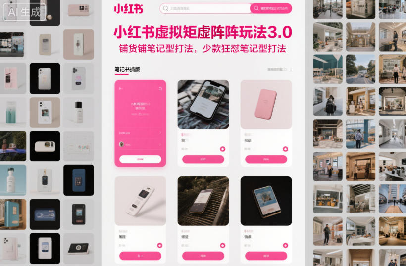 小红书虚拟矩阵玩法3.0,铺货铺笔记型打法,少款狂怼笔记型打法-优优云网创