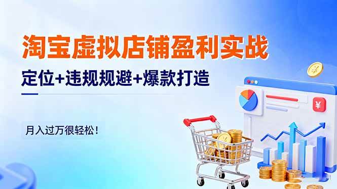 (16387期)淘宝虚拟店铺盈利实战:定位+违规规避+爆款打造,月入过万很轻松!-优优云网创
