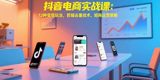 (15478期)抖音电商实战课:12种变现玩法,剪辑去重技术,矩阵运营策略-优优云网创