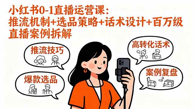 (16002期)小红书0-1直播运营课:推流机制+选品策略+话术设计+百万级直播案例拆解-优优云网创