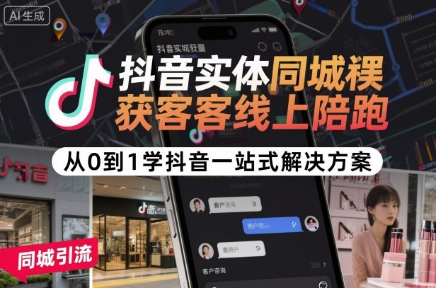 抖音实体同城获客线上陪跑,从0到1学抖音一站式解决方案-优优云网创