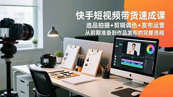 （16752期）快手短视频带货速成课，选品拍摄+剪辑调色+发布运营，从前期准备到作品发布的完整流程-优优云网创