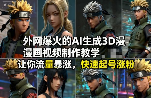 外网爆火的AI生成3D漫画视频制作教学，让你流量暴涨，快速起号涨粉！-优优云网创