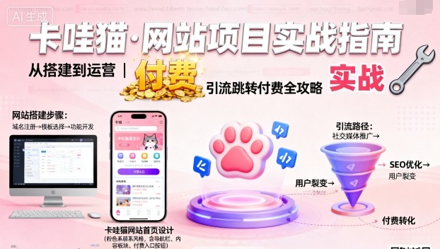 卡哇猫·网站项目,网站搭建与运营以及引流跳转付费-优优云网创