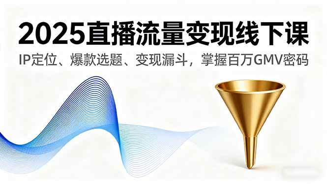 (16062期)2025直播流量变现线下课,IP定位、爆款选题、变现漏斗,掌握百万GMV密码-优优云网创