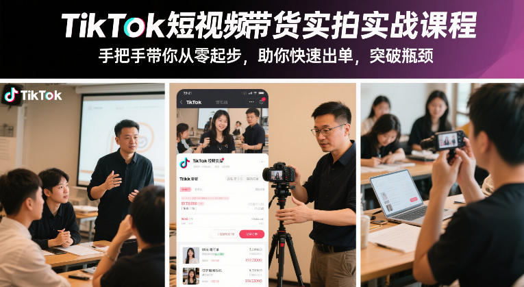 TikTok短视频带货实拍实战课程，手把手带你从零起步，助你快速出单，突破瓶颈-优优云网创