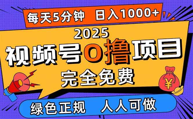 (16388期)2025视频号0撸项目,5分钟一个号,日入1000+,人人可做-优优云网创