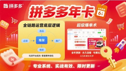 拼多多年卡，拼多多全链路运营底层逻辑，超级爆单术【更新26年1月】-优优云网创