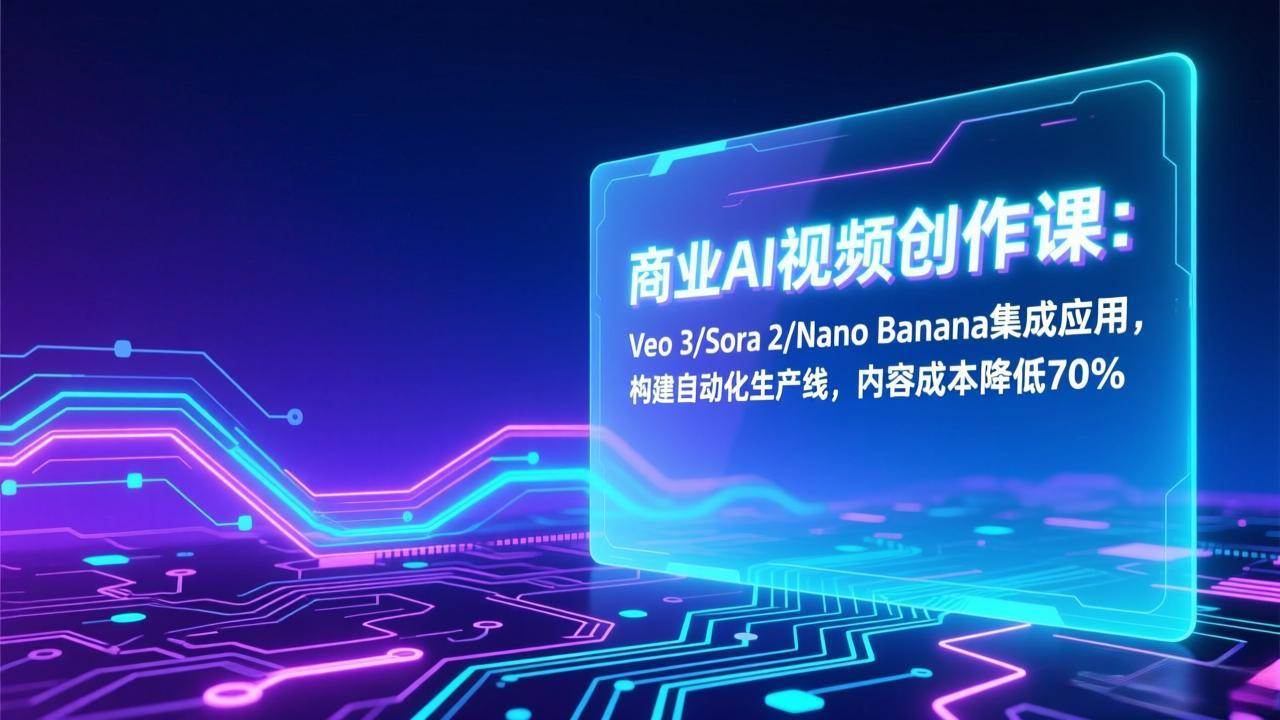 （17070期）商业AI视频创作课：Veo 3/Sora 2/Nano Banana集成应用，构建自动化生产线，内容成本降低70%-优优云网创