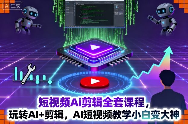 短视频Ai剪辑全套课程，玩转AI+剪辑，AI短视频教学小白变大神-优优云网创