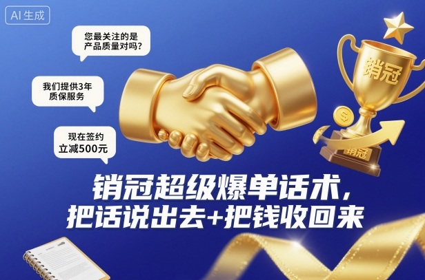 销冠超级爆单话术，把话说出去+把钱收回来-优优云网创