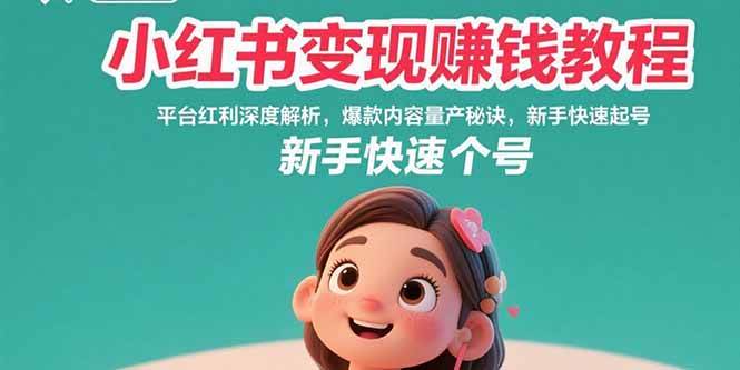 (15559期)小红书变现赚钱教程:平台红利深度解析,爆款内容量产秘诀,新手快速起号-优优云网创