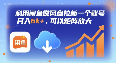 利用闲鱼做网盘拉新一个账号，月入6k+，可以矩阵放大-优优云网创