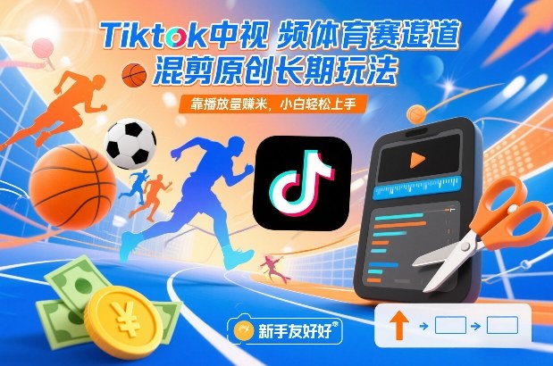 Tiktok中视频体育赛道混剪原创长期玩法,靠播放量賺米,小白轻松上手-优优云网创