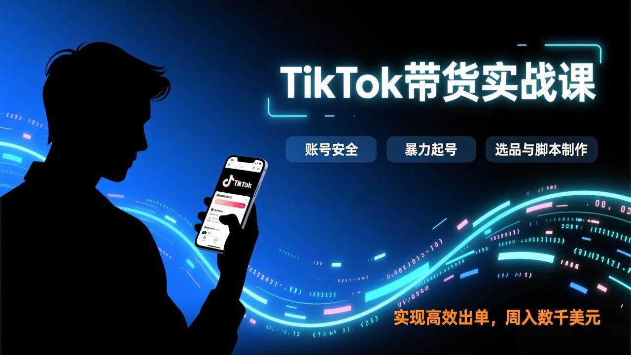 （17278期）TikTok带货实战课，涵盖账号安全、暴力起号、选品与脚本制作，实现高效出单，周入数千美元-优优云网创