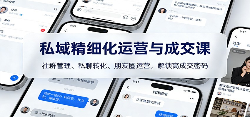 私域精细化运营与成交课：社群管理、私聊转化、朋友圈运营，解锁高成交密码-优优云网创