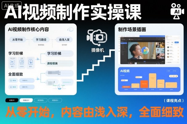 AI视频制作实操课,从零开始,内容由浅入深,全面细致-优优云网创