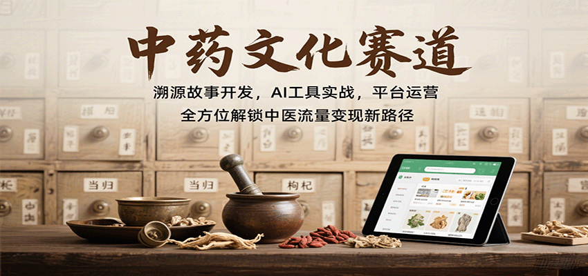中药文化赛道：溯源故事开发，AI工具实战，平台运营，全方位解锁中医流量变现新路径-优优云网创