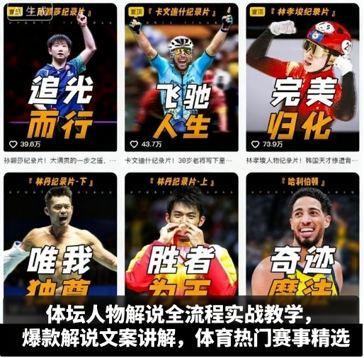 体坛人物解说全流程实战教学，爆款解说文案讲解，体育热门赛事精选-优优云网创