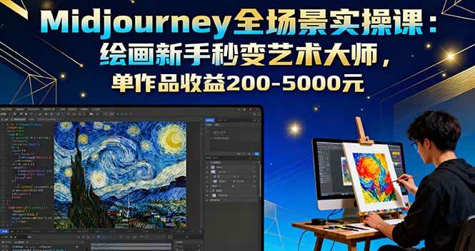 (16125期)Midjourney全场景实操课:绘画新手秒变艺术大师,单作品收益200-5000元-优优云网创