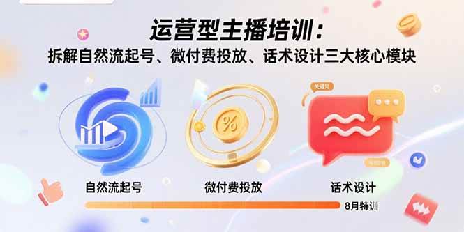 （15654期）运营型主播培训：拆解自然流起号、微付费投放、话术设计三大核心模块-8月-优优云网创