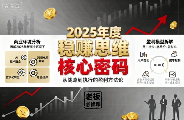 2025年度稳賺思维老板创业营，拆解2025年新商业环境下，企业实现持续盈利的核心密码-优优云网创