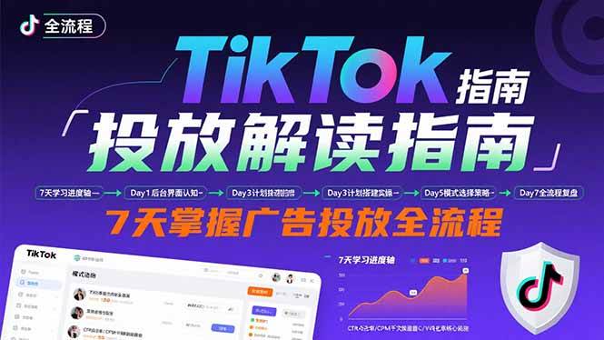 （15753期）TikTok投放解读指南：后台操作/计划建立/模式选择，7天掌握广告投放全流程-优优云网创