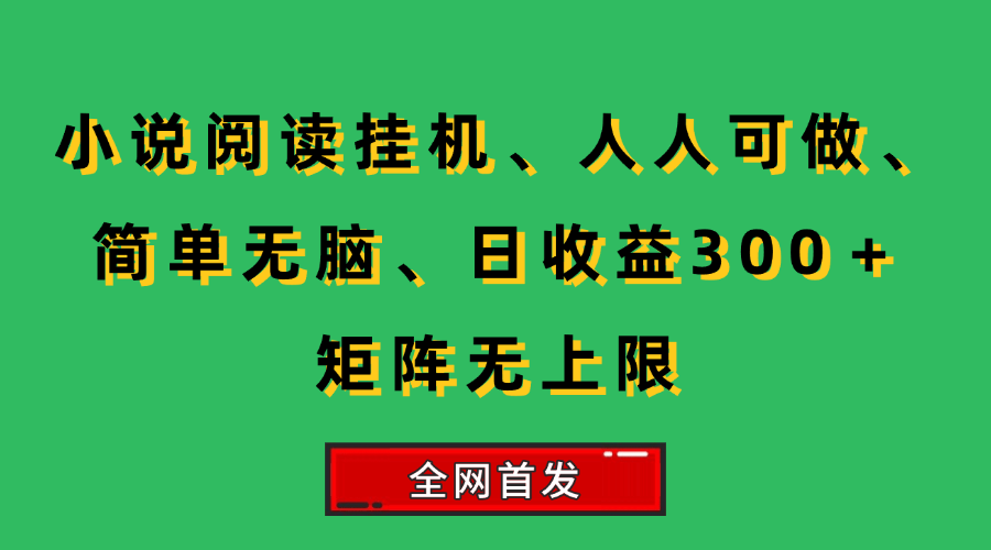 (15413期)小说挂机阅读,人人可做,简单无脑,一天收益300+矩阵无限上-优优云网创