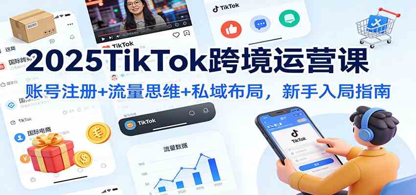 2025TikTok跨境运营课:账号注册+流量思维+私域布局,新手入局指南-优优云网创