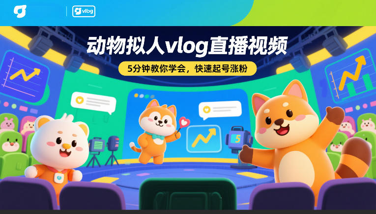 动物拟人vlog直播视频，5分钟教你学会，快速起号涨粉-优优云网创