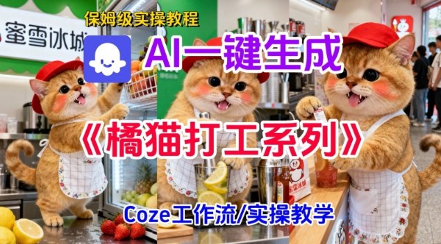 Coze扣子工作流一键生成胖橘猫打工短视频，保姆级实操搭建教学-优优云网创