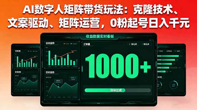 (16050期)AI数字人矩阵带货玩法:克隆技术、文案驱动、矩阵运营,0粉起号日入千元-优优云网创