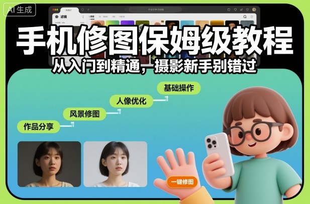 手机修图保姆级教程，从入门到精通，摄影新手别错过-优优云网创