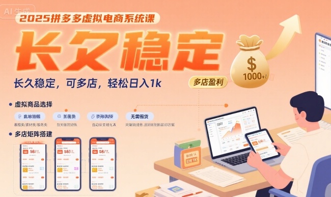 2025拼多多虚拟电商系统课,长久稳定,可多店,轻松日入1k-优优云网创