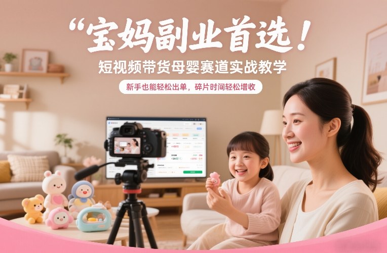宝妈副业首选!短视频带货母婴赛道实战教学,新手也能轻松出单,碎片时间轻松增收-优优云网创