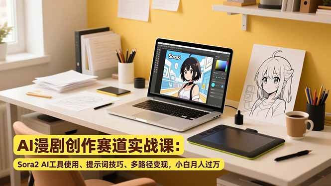 （16936期）AI漫剧创作赛道实战课：Sora2 AI工具使用、提示词技巧、多路径变现，小白月入过万-优优云网创