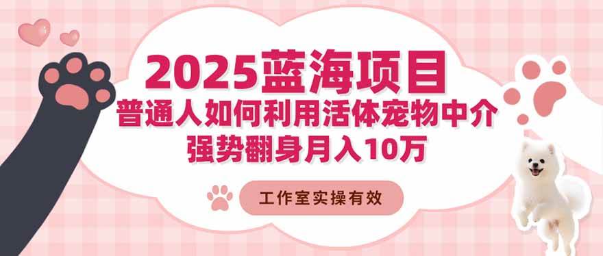 (16489期)2025蓝海项目:普通人如何利用活体宠物中介,强势翻身月入10万-优优云网创